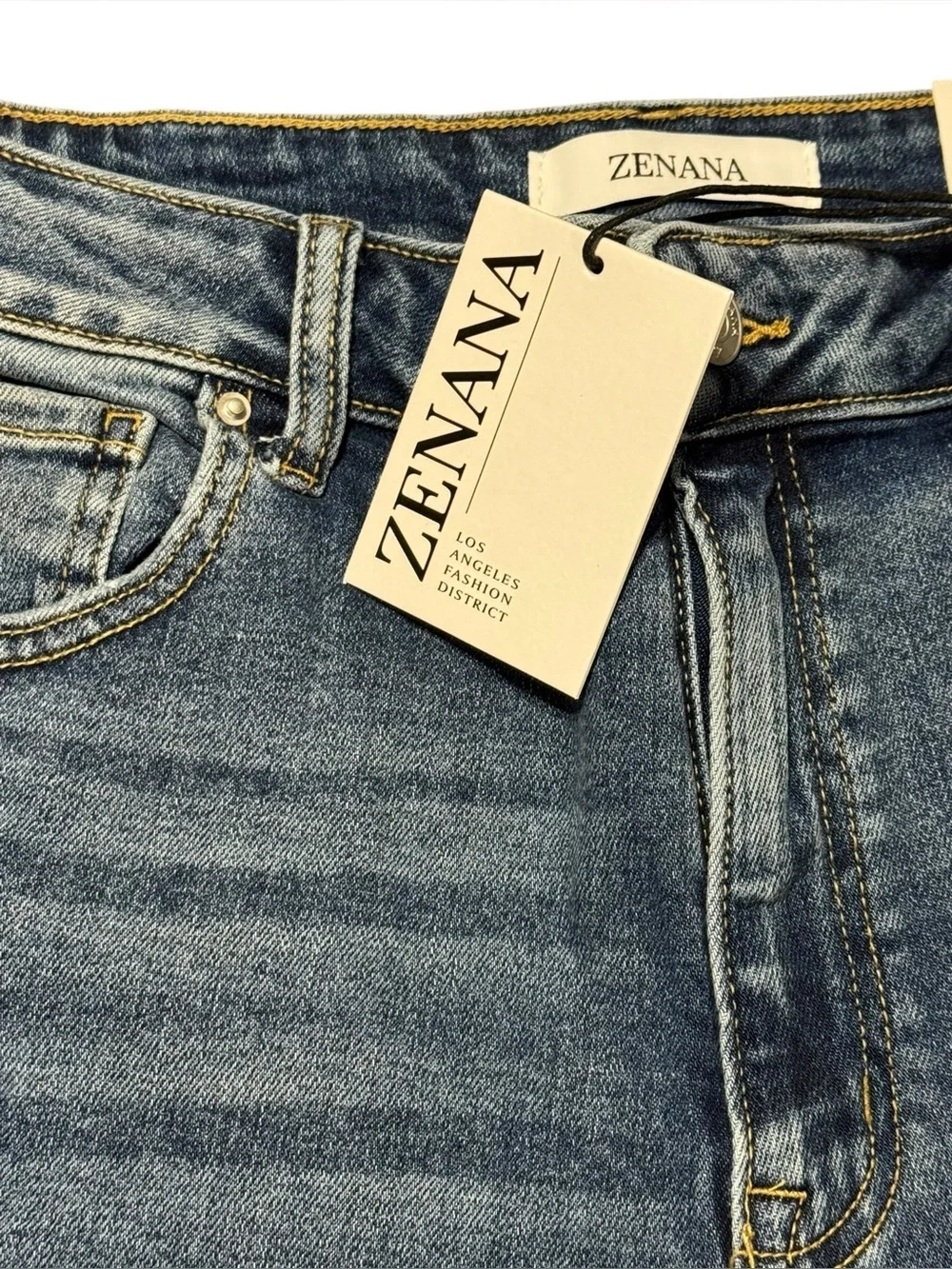 Zenana Bermuda High Waist Denim Shorts NWT